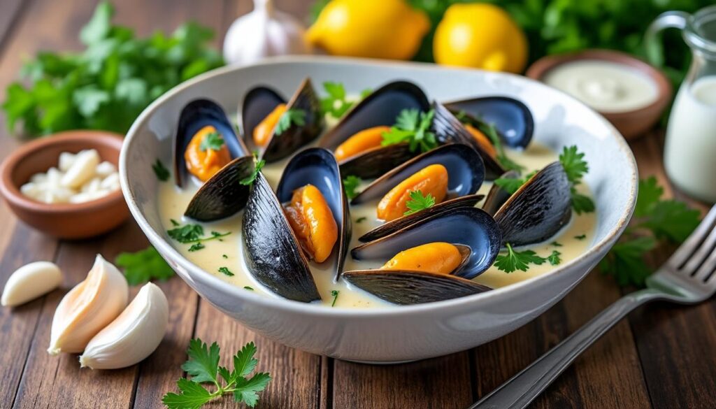 découvrez une recette facile et rapide de moules à la crème sans vin, idéale pour un repas savoureux et simple à préparer.