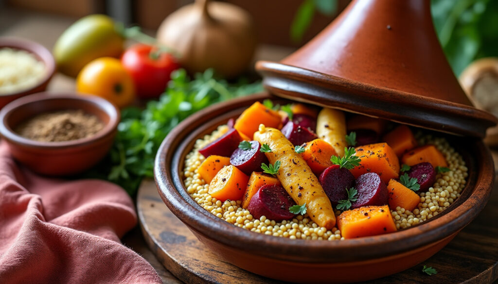 découvrez une recette facile et savoureuse de tajine aux légumes racines et millet, parfaite pour un repas sain et réconfortant.