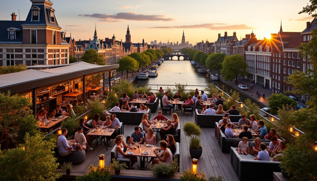 découvrez les meilleurs rooftops à amsterdam pour profiter de bars et terrasses avec vue panoramique, ambiance unique et cocktails savoureux.