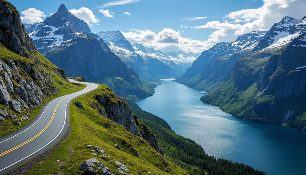 découvrez aurlandsfjellet, une route panoramique spectaculaire offrant des vues imprenables entre fjords majestueux et sommets montagneux.