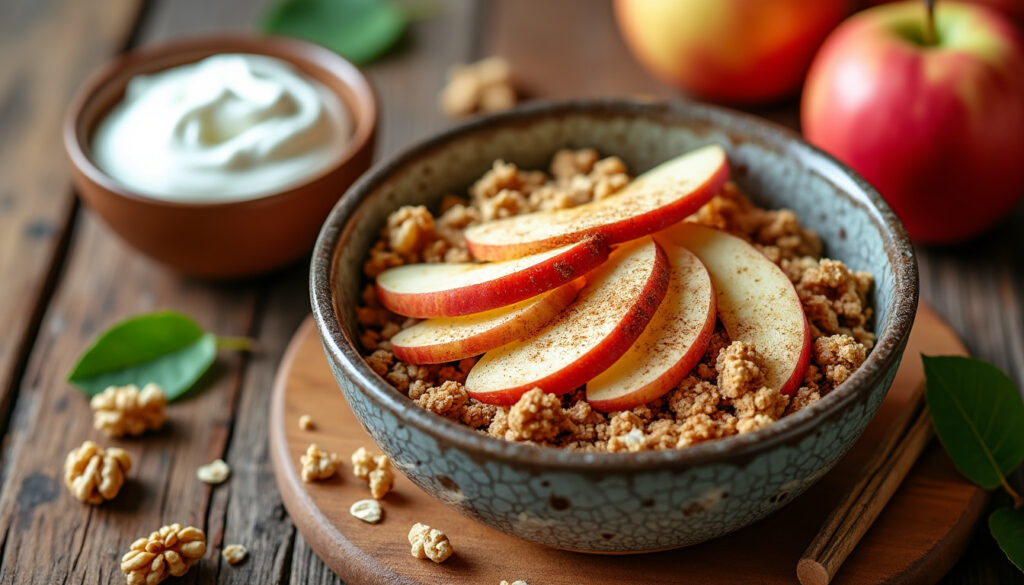 découvrez notre recette facile et légère de crumble healthy aux pommes, parfaite pour un dessert gourmand et sain.