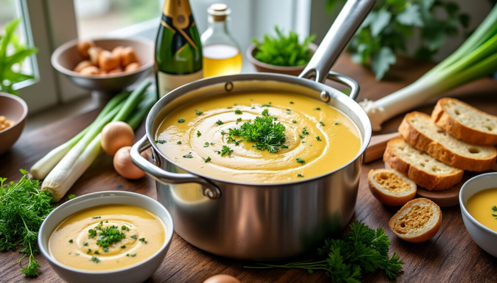 découvrez notre recette facile et rapide de soupe champenoise pour 30 personnes, parfaite pour régaler vos invités avec une saveur authentique et conviviale.