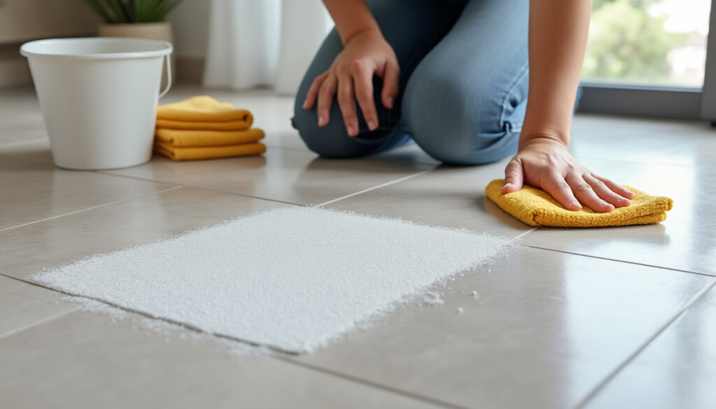 découvrez comment éliminer le voile blanc sur un carrelage neuf avec des méthodes adaptées, sans abîmer les carreaux ni les joints.